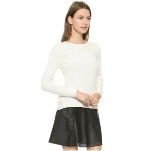 Club Monaco Ivory Wool Angora Blend Luxury Soft Layered Pleated Detail Sweater